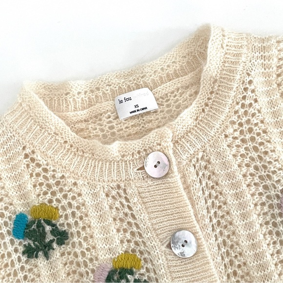 Aritzia Wilfred Le Fou Polka Embroidered Sweater Cardigan - Picture 5 of 11